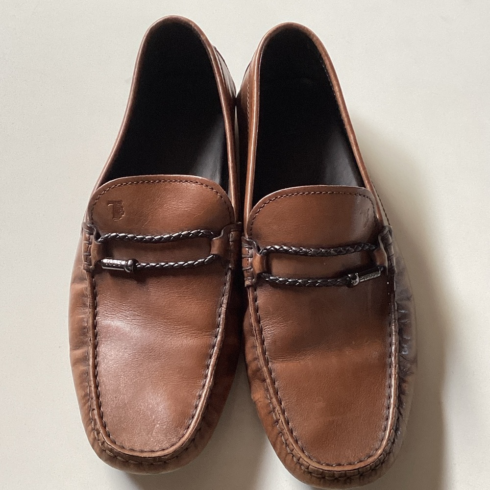 TOD’S Men's Brown Leather Loafers Size 7.5